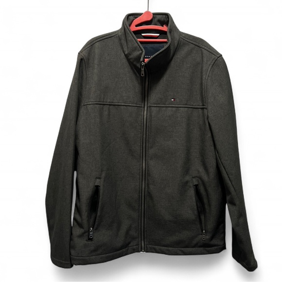 Tommy Hilfiger EUC Men’s Lightweight Soft-shell Classic Gray Jacket Full Zip - Picture 2 of 9